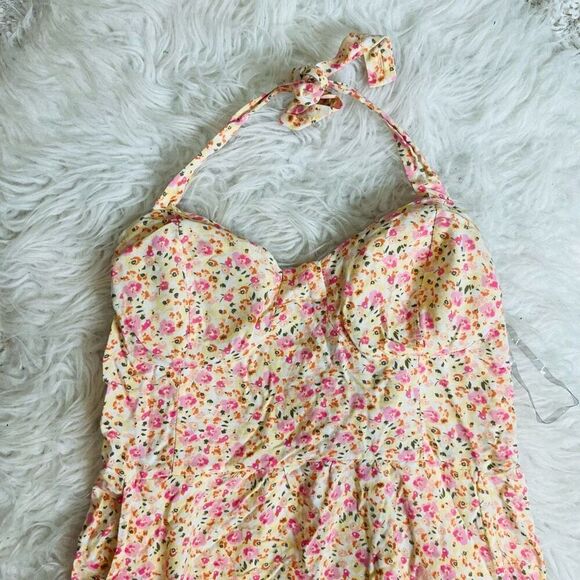 Floral halter style midi summer dress S - Picture 4 of 8